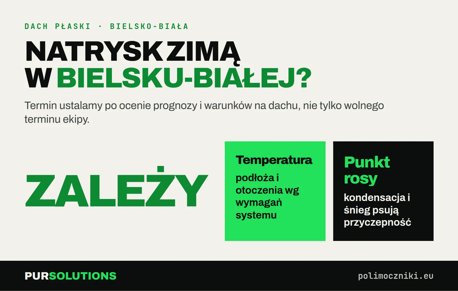 Czy natrysk polimocznika można wykonać zimą w Bielsku-Białej – zależy od temperatury i punktu rosy
