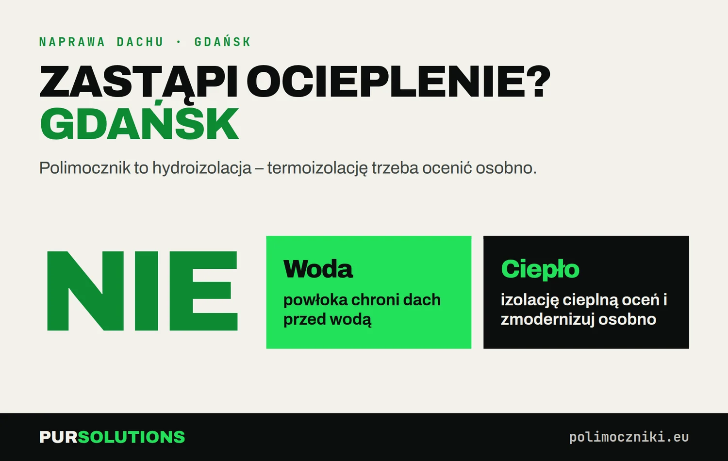 Czy polimocznik zastąpi ocieplenie dachu w Gdańsku – nie, to hydroizolacja