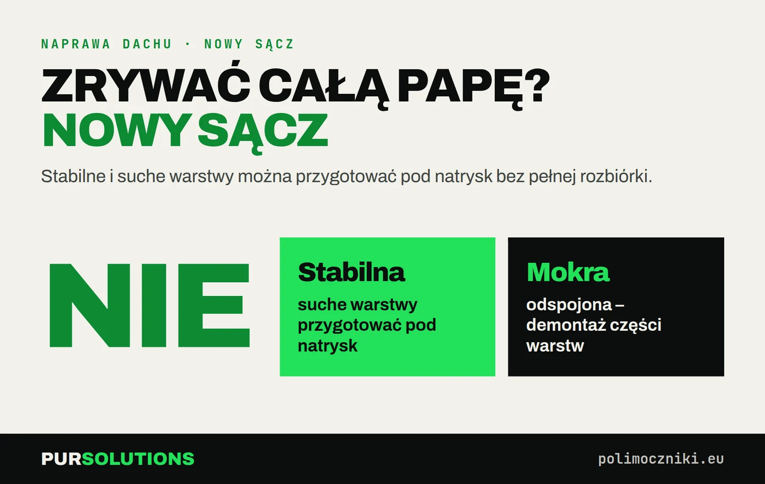 Czy przed natryskiem polimocznika w Nowym Sączu trzeba zrywać całą papę: nie, jeśli warstwy są stabilne