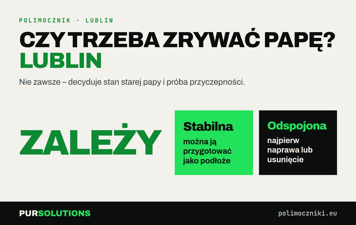 Czy przed natryskiem polimocznika w Lublinie trzeba zrywać papę: zależy od jej stabilności i przyczepności