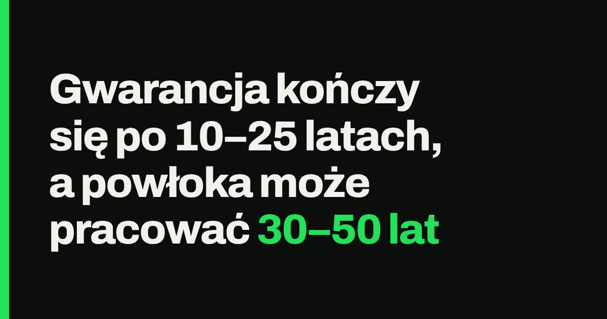 Gwarancja kończy się po 10–25 latach, a powłoka może pracować 30–50 lat