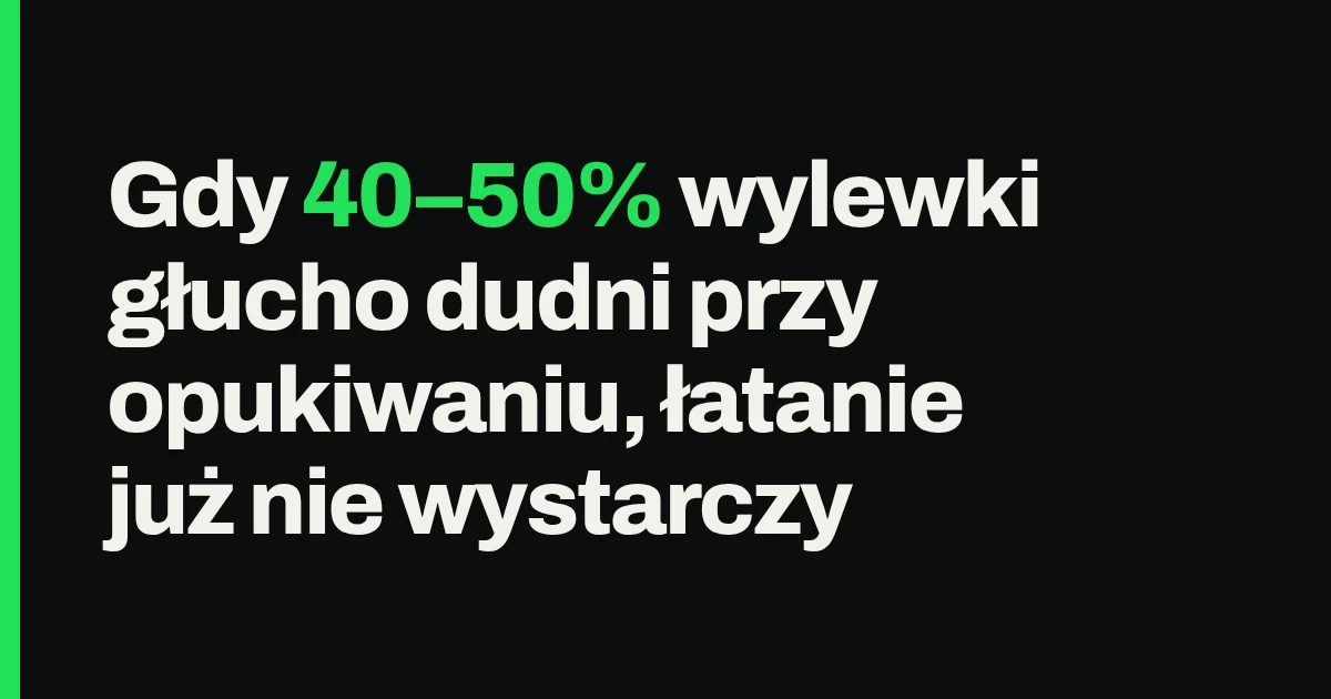 Gdy 40–50% wylewki głucho dudni przy opukiwaniu, łatanie już nie wystarczy
