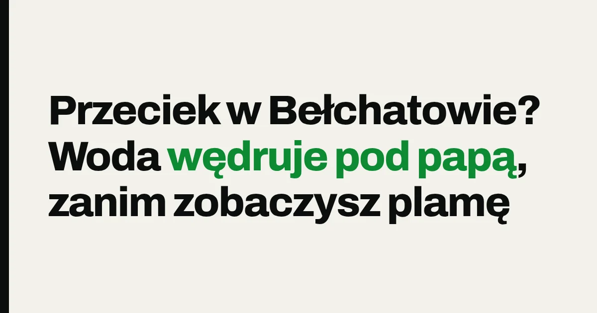 Przeciek w Bełchatowie? Woda wędruje pod papą, zanim zobaczysz plamę