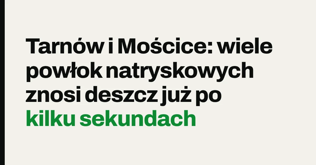 Tarnów i Mościce: wiele powłok natryskowych znosi deszcz już po kilku sekundach