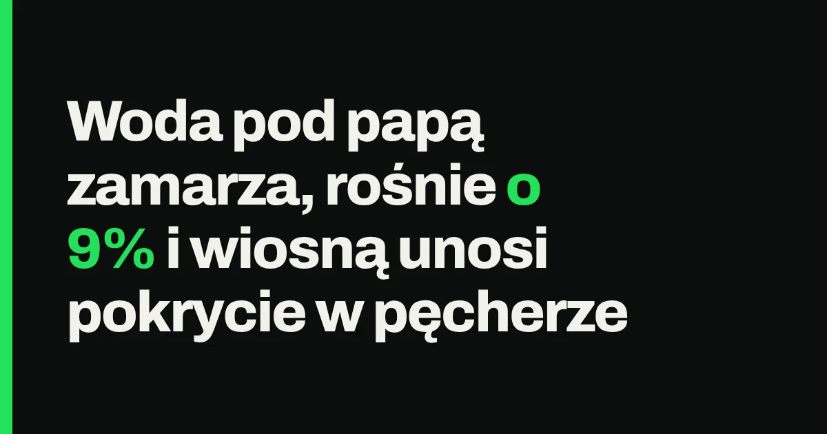 Woda pod papą zamarza, rośnie o 9% i wiosną unosi pokrycie w pęcherze