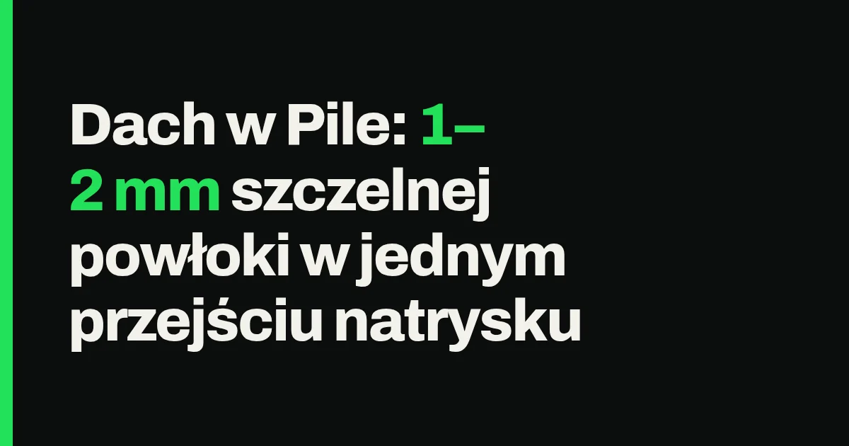Dach w Pile: 1–2 mm szczelnej powłoki w jednym przejściu natrysku