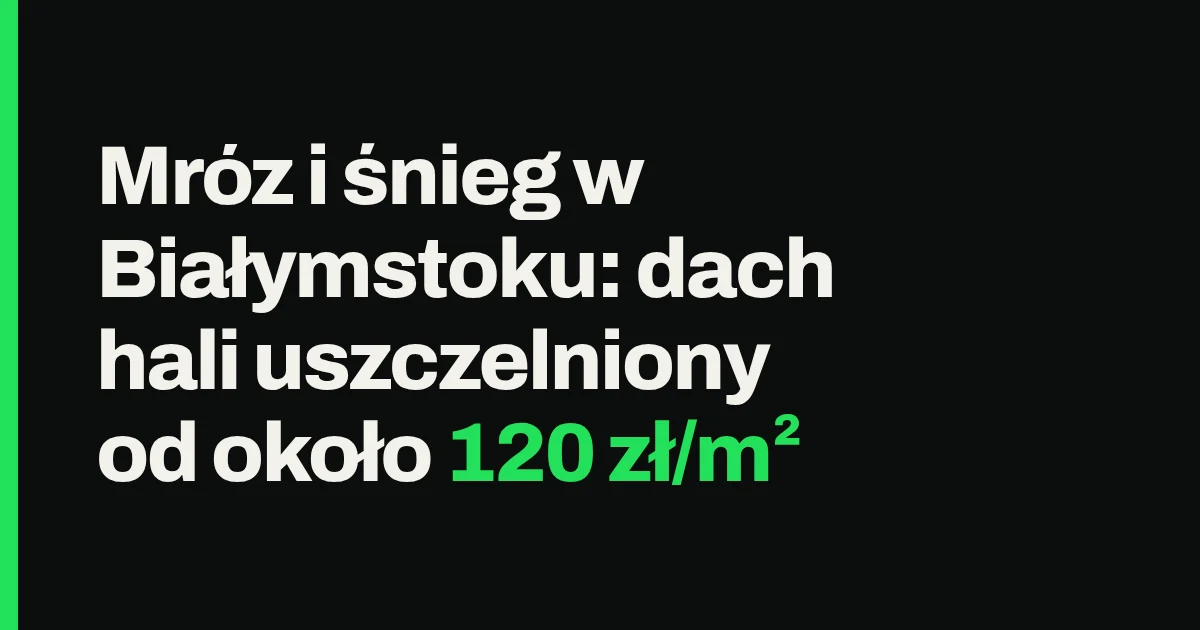 Mróz i śnieg w Białymstoku: dach hali uszczelniony od około 120 zł/m²