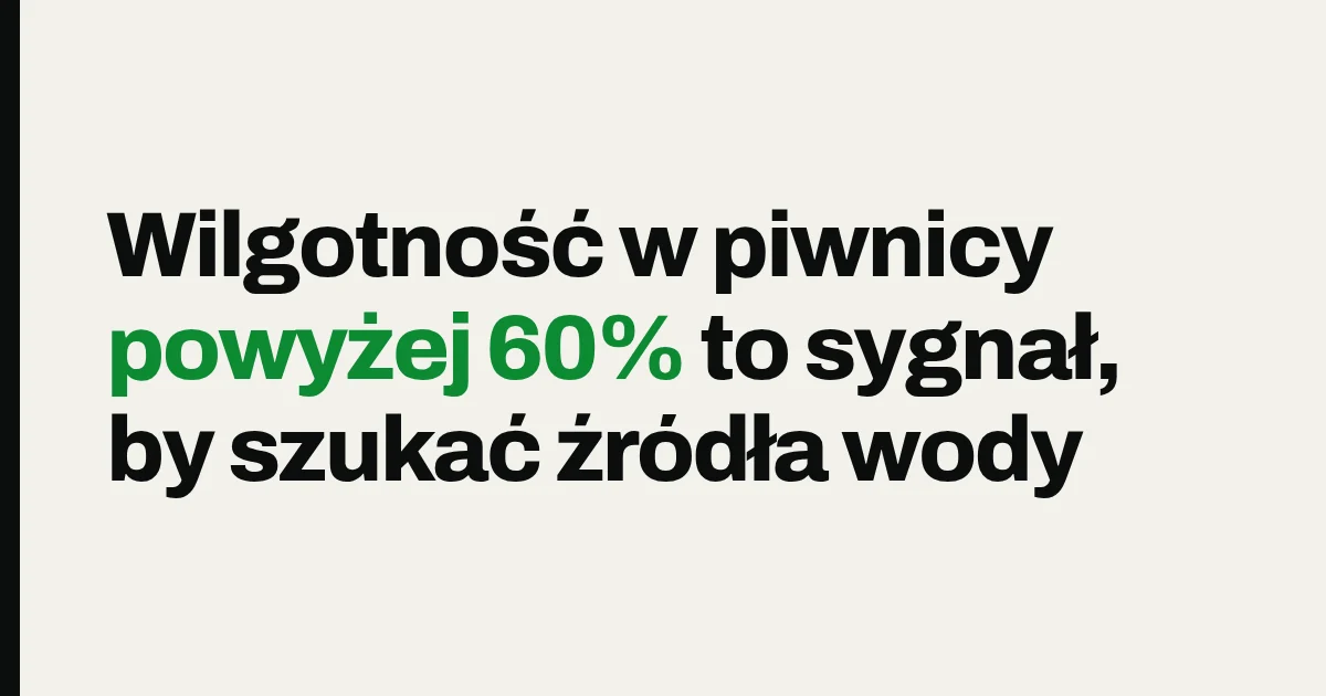 Wilgotność w piwnicy powyżej 60% to sygnał, by szukać źródła wody